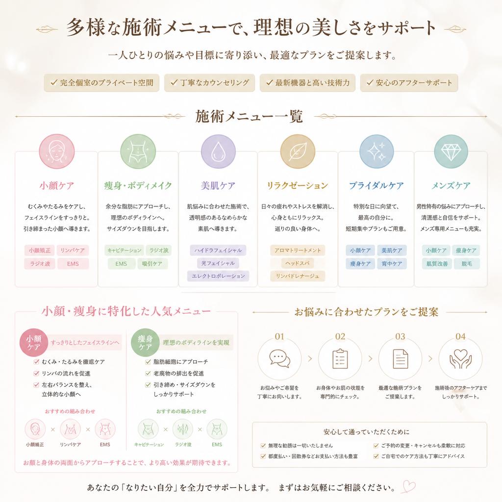 施術メニューの豊富さ