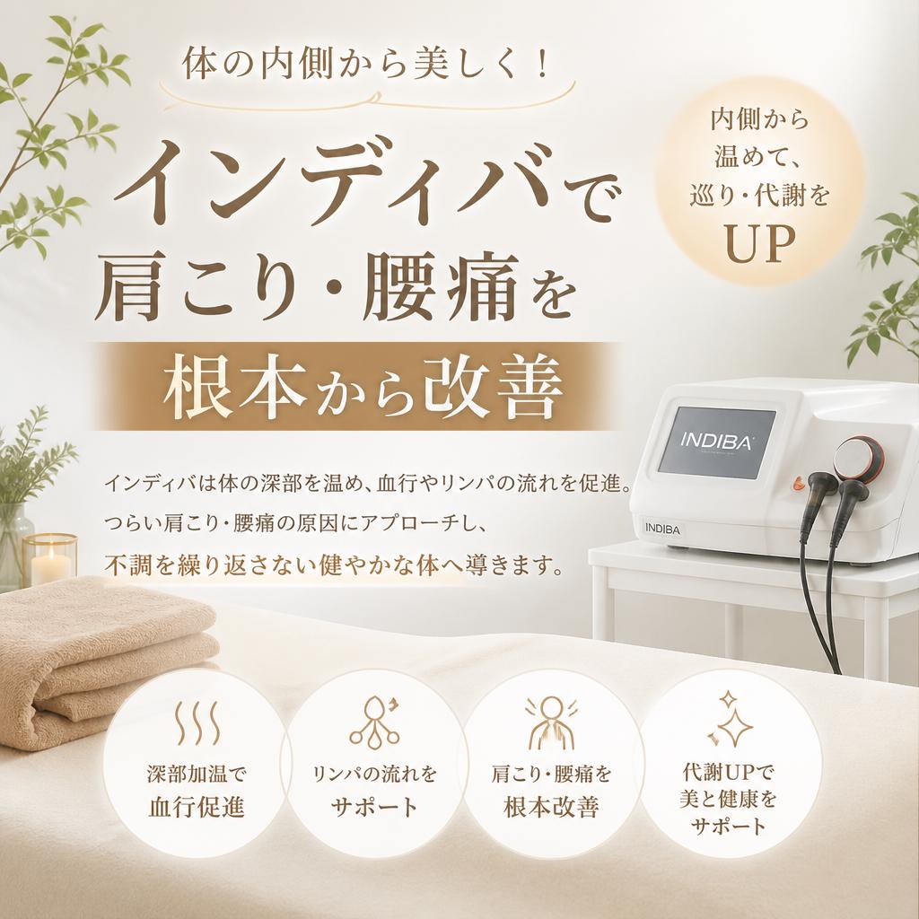 体の内側から美しく！インディバで肩こり・腰痛を根本から改善