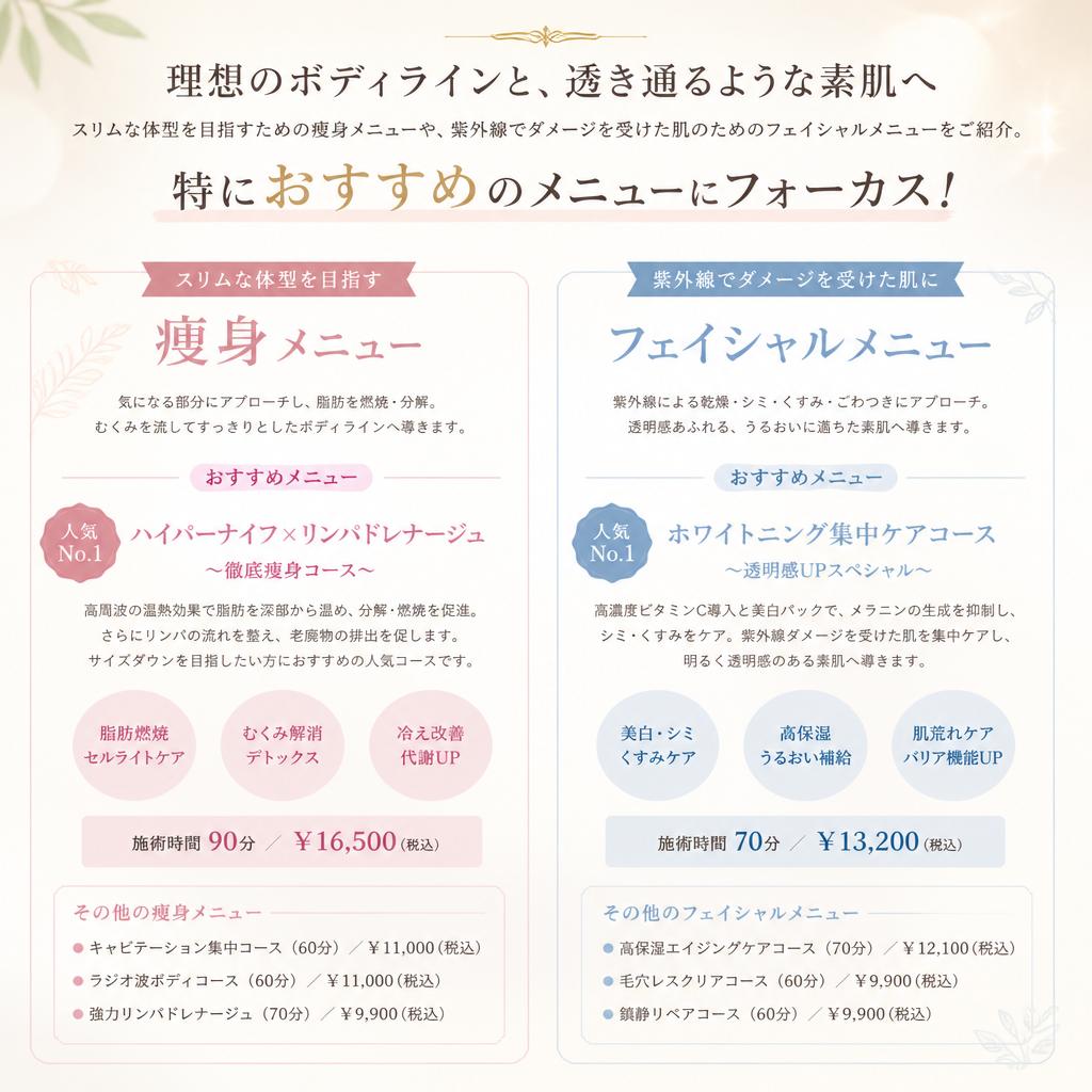 インディバの効果的メニュー
